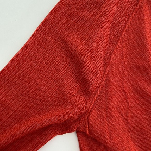 Eileen Fisher Red 100% Merino Wool Open Front High Low Cardigan Sweater | Size M - Picture 8 of 10